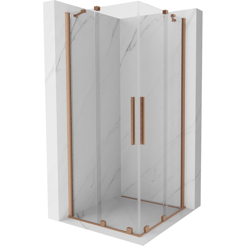 Mexen Velar Duo cabine de douche coulissante 80 x 80 cm, transparent, cuivre brossé - 871-080-080-02-65