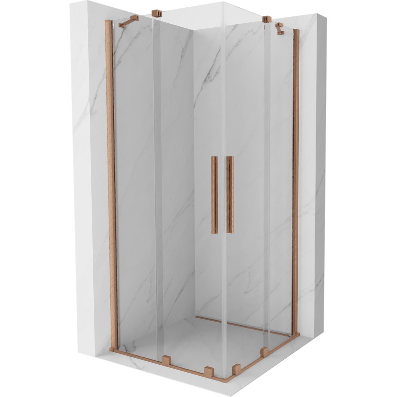 Mexen Velar Duo cabine de douche coulissante 80 x 80 cm, transparente, cuivre brossé - 871-080-080-02-65