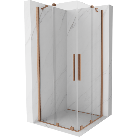 Mexen Velar Duo cabine de douche coulissante 80 x 80 cm, transparent, cuivre brossé - 871-080-080-02-65