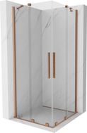 Mexen Velar Duo cabine de douche coulissante 80 x 80 cm, transparente, cuivre brossé - 871-080-080-02-65