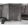 Mexen Velar Duo cabine de douche coulissante 80 x 80 cm, transparente, cuivre brossé - 871-080-080-02-65