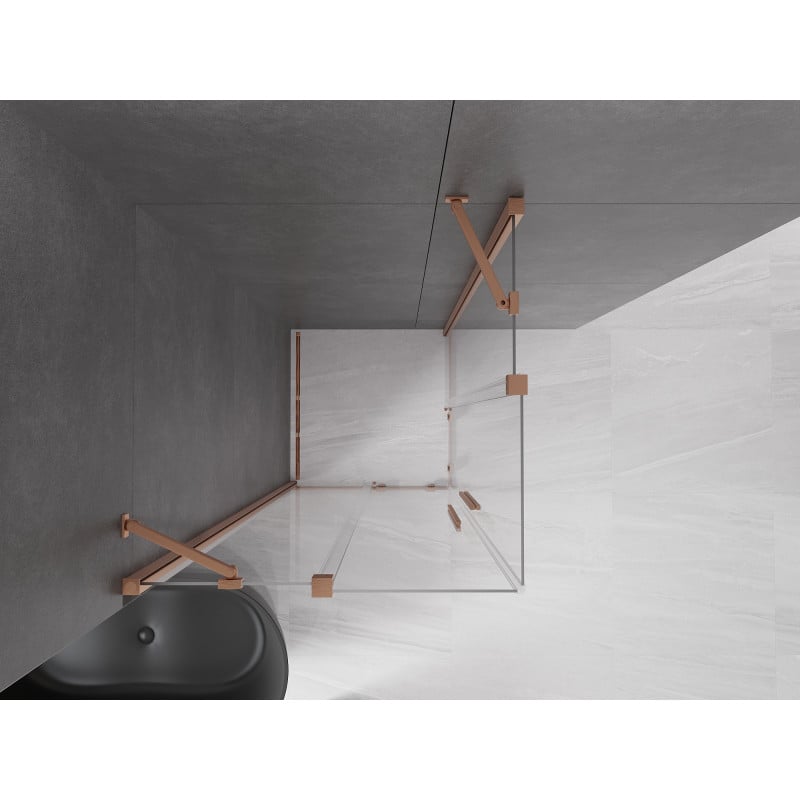 Mexen Velar Duo cabine de douche coulissante 80 x 80 cm, transparent, cuivre brossé - 871-080-080-02-65