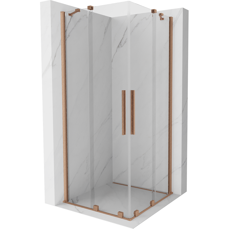 Mexen Velar Duo cabine de douche coulissante 90 x 90 cm, transparent, cuivre brossé - 871-090-090-02-65