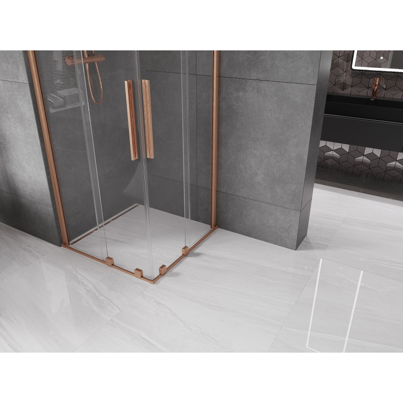 Mexen Velar Duo cabine de douche coulissante 100 x 100 cm, transparent, cuivre brossé - 871-100-100-02-65