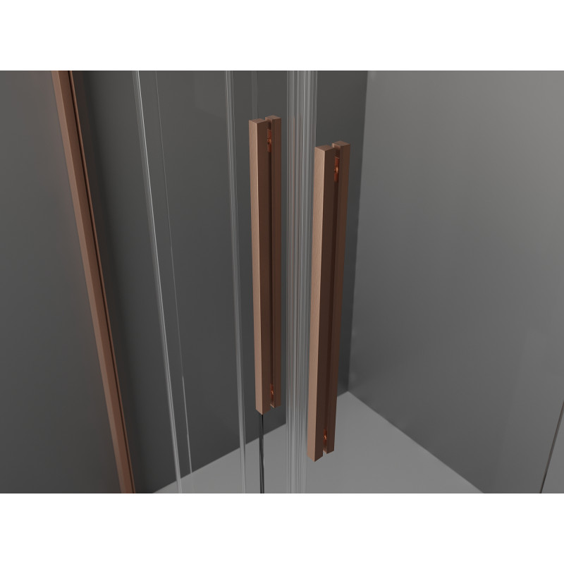 Mexen Velar Duo cabine de douche coulissante 100 x 100 cm, transparent, cuivre brossé - 871-100-100-02-65