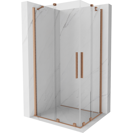 Cabine de douche coulissante Mexen Velar Duo 90 x 80 cm, transparent, cuivre brossé - 871-090-080-02-65