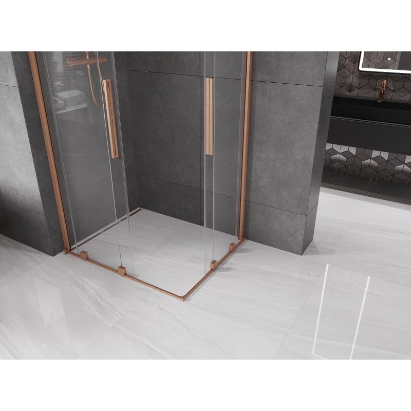 Mexen Velar Duo cabine de douche coulissante 100 x 90 cm, transparent, cuivre brossé - 871-100-090-02-65