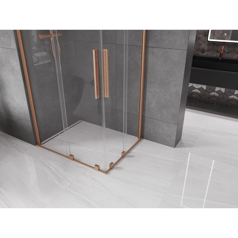 Mexen Velar Duo cabine de douche coulissante 100 x 90 cm, transparent, cuivre brossé - 871-100-090-02-65