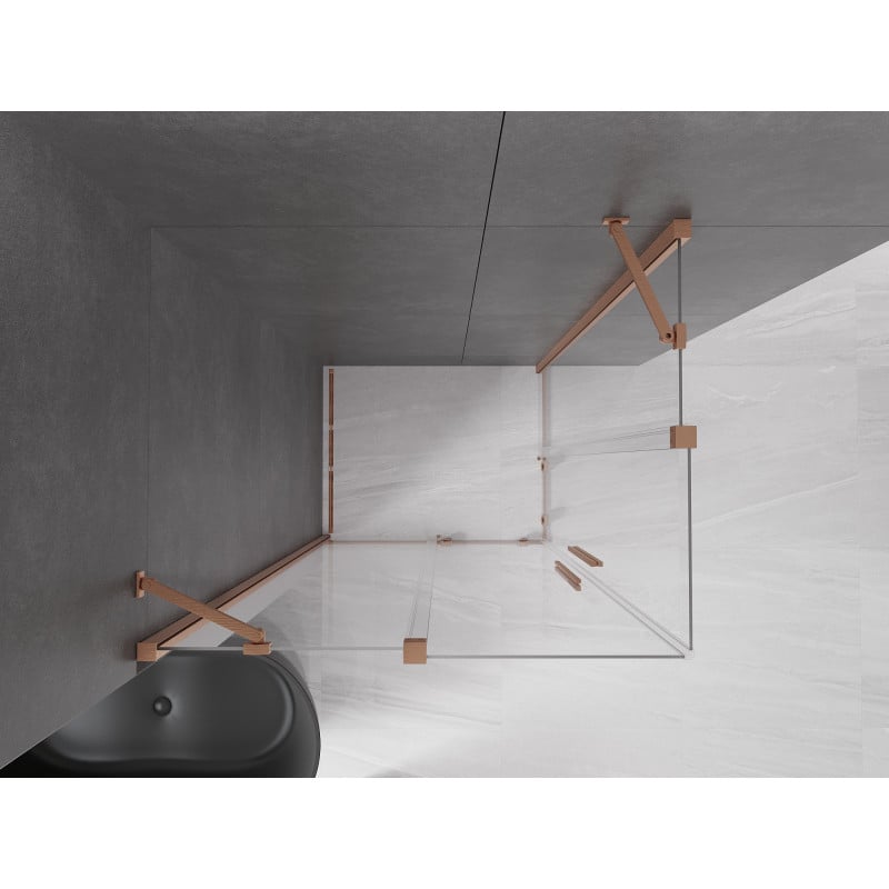 Mexen Velar Duo cabine de douche coulissante 100 x 90 cm, transparent, cuivre brossé - 871-100-090-02-65