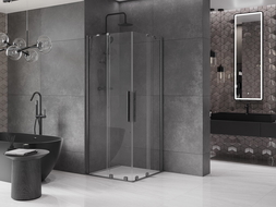 Mexen Velar Duo cabine de douche coulissante 80 x 80 cm, transparent, gris canon brossé - 871-080-080-02-66