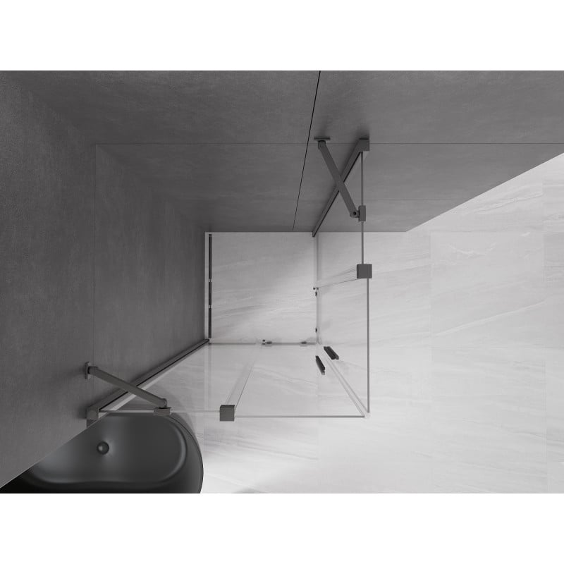 Mexen Velar Duo cabine de douche coulissante 80 x 80 cm, transparent, gris canon brossé - 871-080-080-02-66