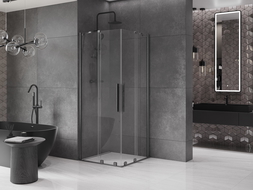 Mexen Velar Duo cabine de douche coulissante 90 x 90 cm, transparent, gris gun brossé - 871-090-090-02-66