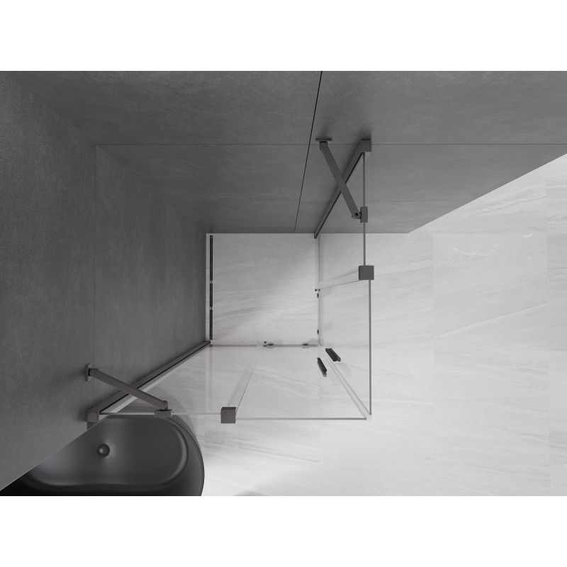 Mexen Velar Duo cabine de douche coulissante 90 x 90 cm, transparent, gris gun brossé - 871-090-090-02-66