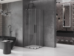 Mexen Velar Duo cabine de douche coulissante 100 x 100 cm, transparent, gris arme brossé - 871-100-100-02-66
