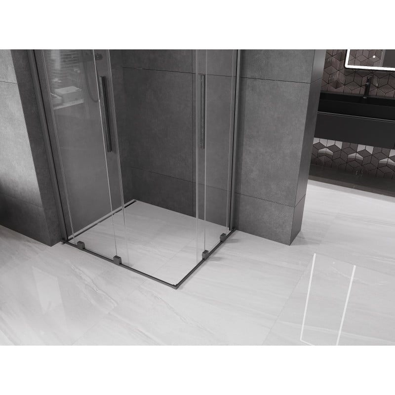 Mexen Velar Duo cabine de douche coulissante 90 x 80 cm, transparent, gris canon brossé - 871-090-080-02-66