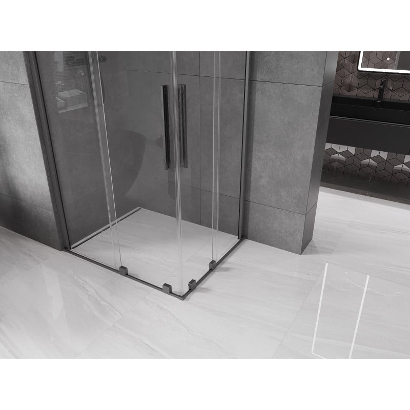 Mexen Velar Duo cabine de douche coulissante 90 x 80 cm, transparent, gris canon brossé - 871-090-080-02-66