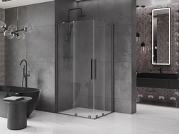 Mexen Velar Duo cabine de douche coulissante 90 x 80 cm, transparent, gris canon brossé - 871-090-080-02-66