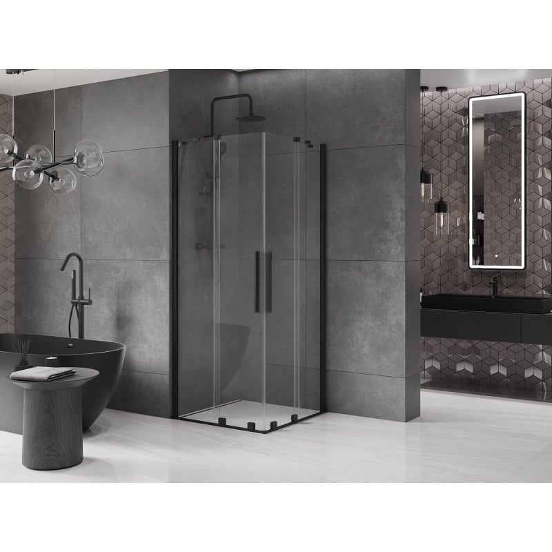 Mexen Velar Duo cabine de douche coulissante 100 x 100 cm, transparente, noire - 871-100-100-02-70