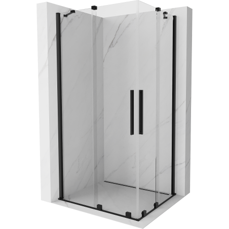 Mexen Velar Duo cabine de douche coulissante 90 x 80 cm, transparente, noire - 871-090-080-02-70