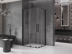 Mexen Velar Duo cabine de douche coulissante 90 x 80 cm, transparente, noire - 871-090-080-02-70