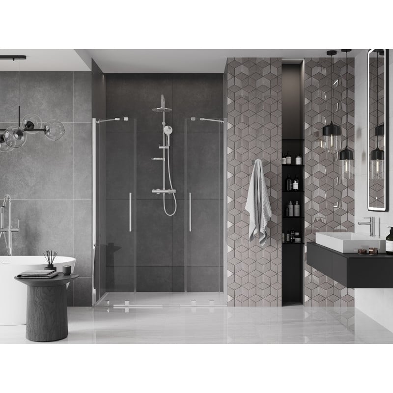 Mexen Velar Duo porte de douche coulissante 140 cm, transparent, chrome - 871-140-000-02-01