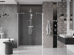 Mexen Velar Duo portes de douche coulissantes 150 cm, transparentes, blanches - 871-150-000-02-20