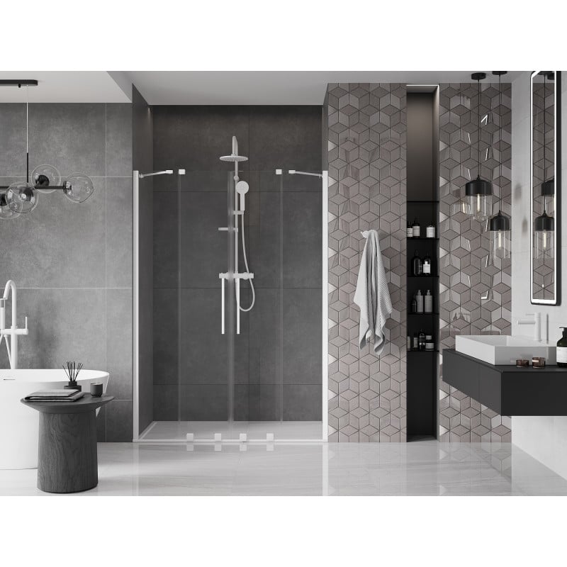 Mexen Velar Duo porte de douche coulissante 160 cm, transparent, blanc - 871-160-000-02-20