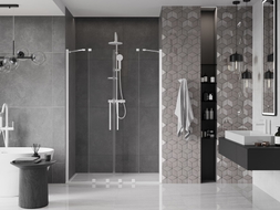 Mexen Velar Duo portes de douche coulissantes 160 cm, transparentes, blanches - 871-160-000-02-20
