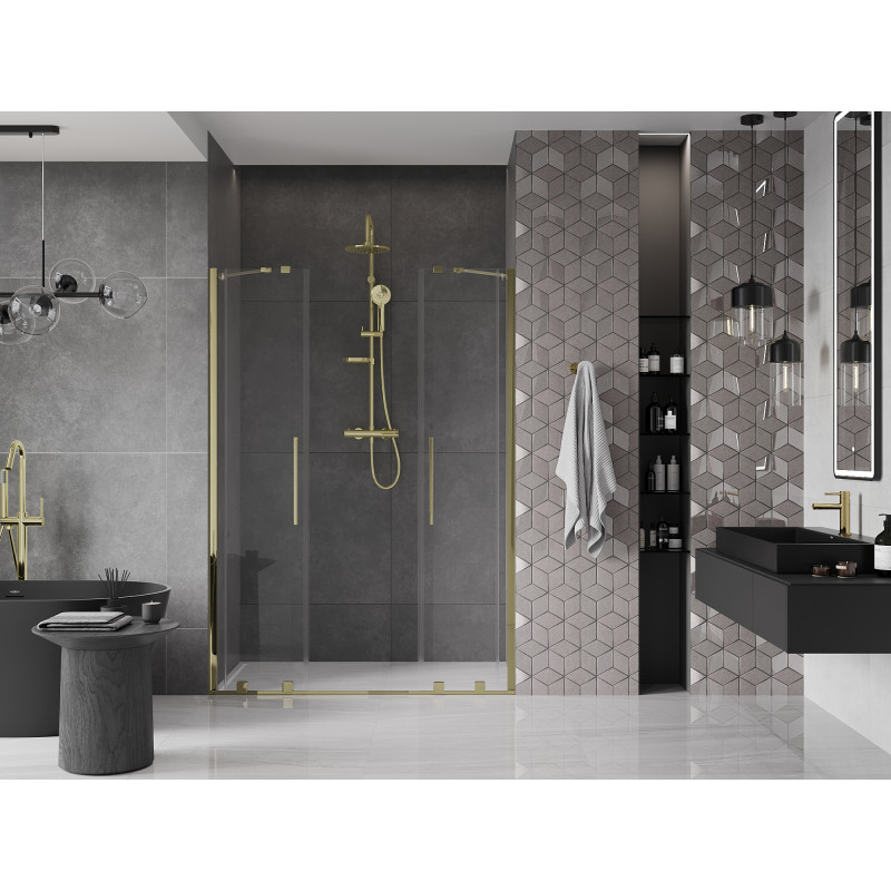 Mexen Velar Duo porte de douche coulissante 160 cm, transparentes, dorées - 871-160-000-02-50
