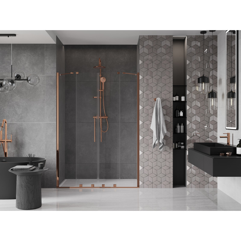 Mexen Velar Duo porte de douche coulissante 140 cm, transparent, or rose - 871-140-000-02-60
