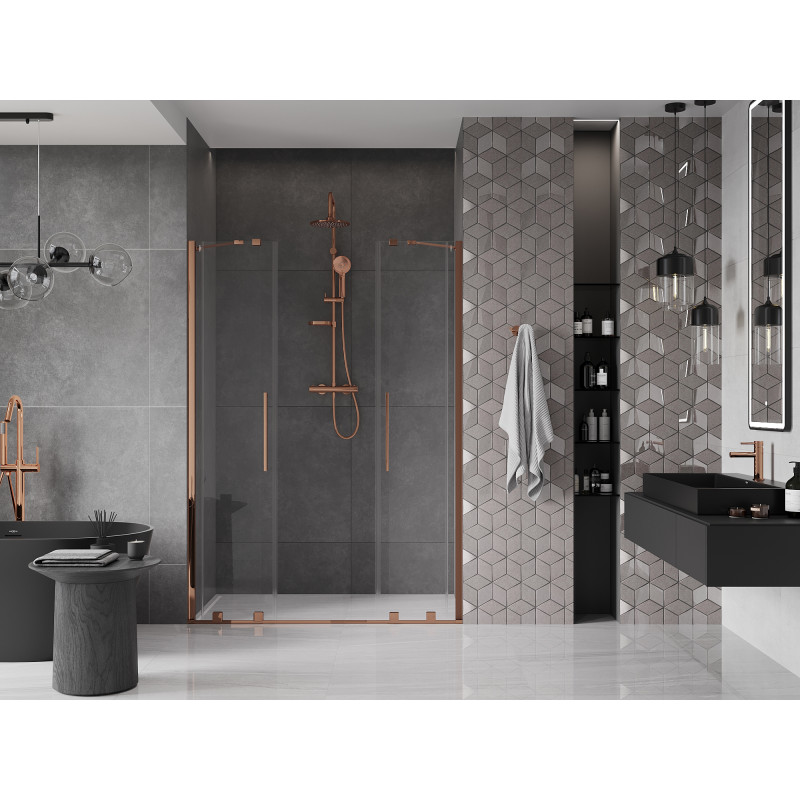 Mexen Velar Duo porte de douche coulissante 150 cm, transparent, or rose - 871-150-000-02-60