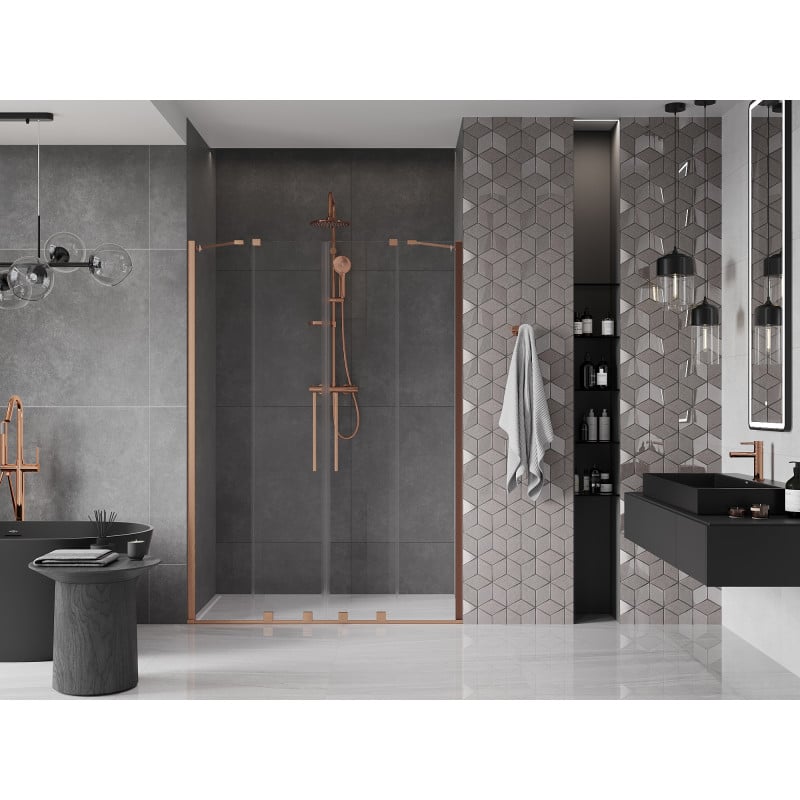 Mexen Velar Duo porte de douche coulissantes 160 cm, transparent, cuivre brossé - 871-160-000-02-65