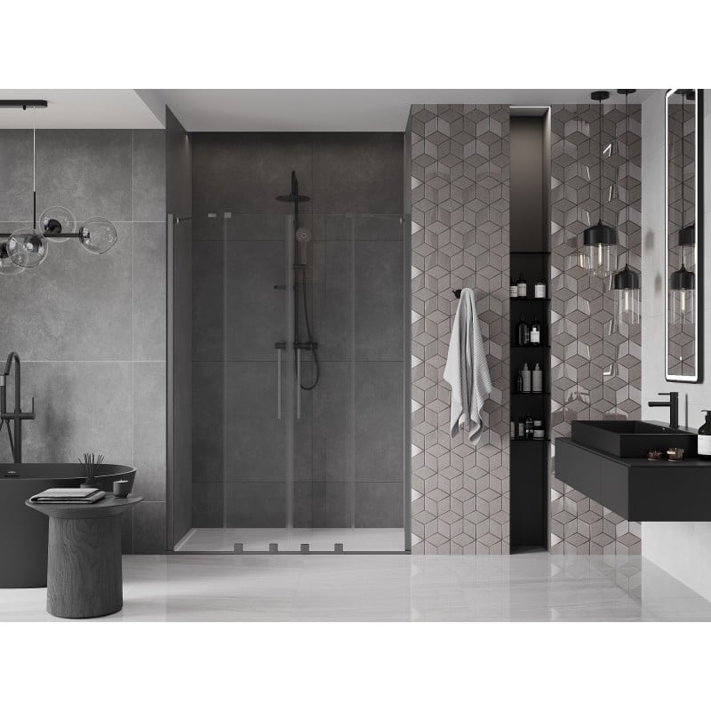 Mexen Velar Duo porte de douche coulissante 140 cm, transparent, gris canon brossé - 871-140-000-02-66