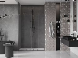 Mexen Velar Duo porte de douche coulissante 140 cm, transparent, gris canon brossé - 871-140-000-02-66