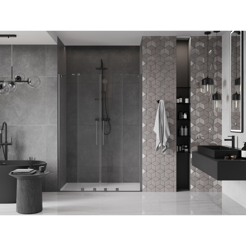 Mexen Velar Duo portes de douche coulissantes 150 cm, transparentes, gris canon brossé - 871-150-000-02-66