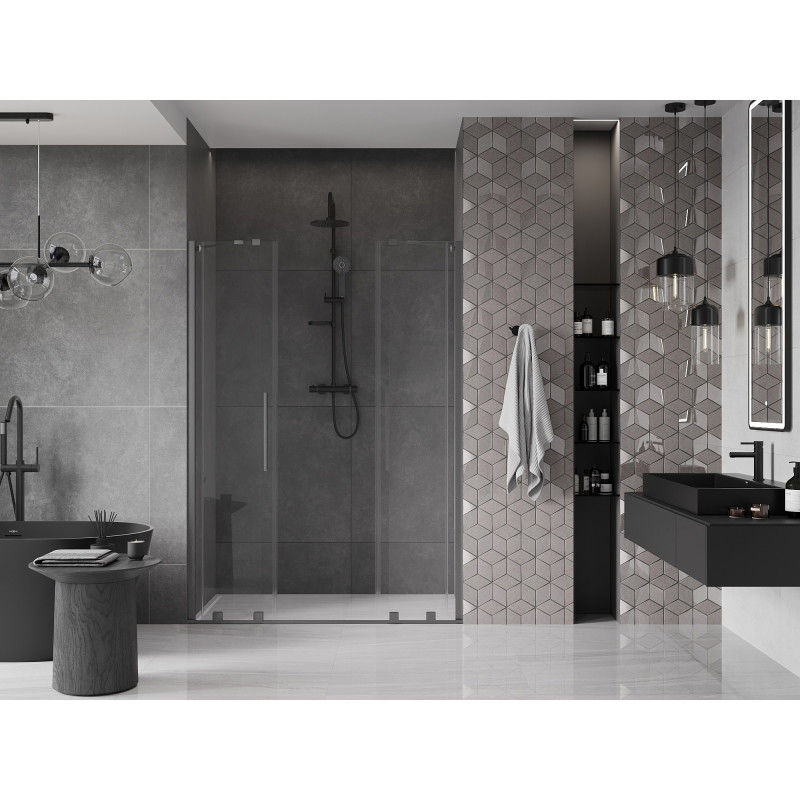 Mexen Velar Duo porte de douche coulissante 150 cm, transparent, gris canon brossé - 871-150-000-02-66