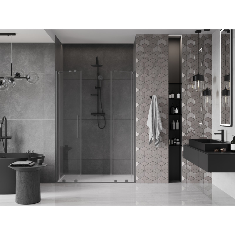Mexen Velar Duo portes de douche coulissantes 160 cm, transparent, gris métallisé brossé - 871-160-000-02-66