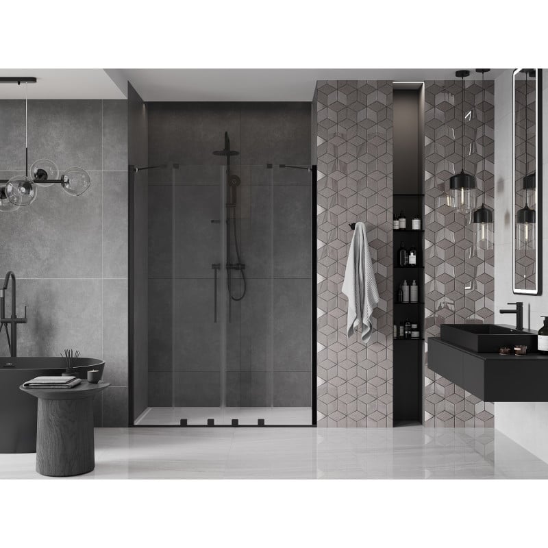 Mexen Velar Duo porte de douche coulissante 140 cm, transparent, noir - 871-140-000-02-70