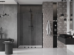 Mexen Velar Duo porte de douche coulissante 140 cm, transparent, noir - 871-140-000-02-70