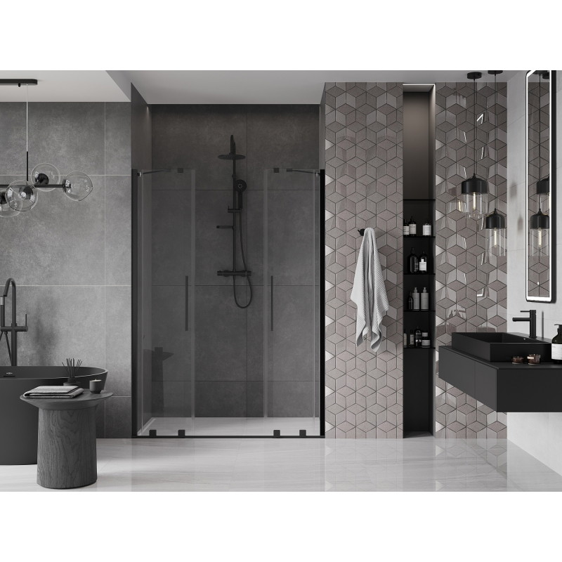 Mexen Velar Duo portes de douche coulissantes 150 cm, transparentes, noires - 871-150-000-02-70