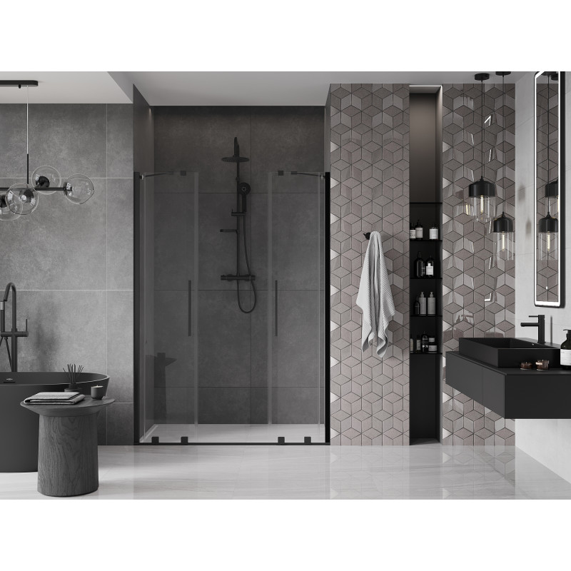 Mexen Velar Duo porte de douche coulissante 160 cm, transparent, noir - 871-160-000-02-70
