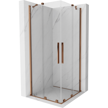 Cabine de douche coulissante Mexen Velar Duo 100 x 100 cm, transparent, or rose - 871-100-100-02-60