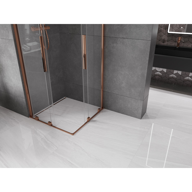 Mexen Velar Duo cabine de douche coulissante 100 x 100 cm, transparent, or rose - 871-100-100-02-60