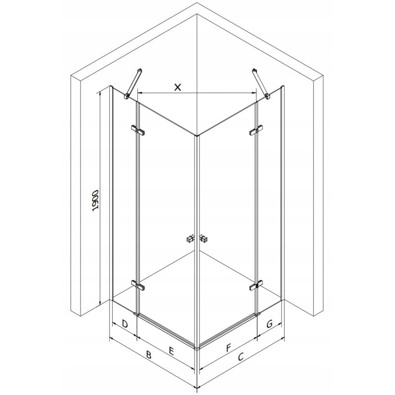 Mexen Roma Duo cabine de douche pivotante 120 x 110 cm, transparent, chrome - 854-120-110-02-00