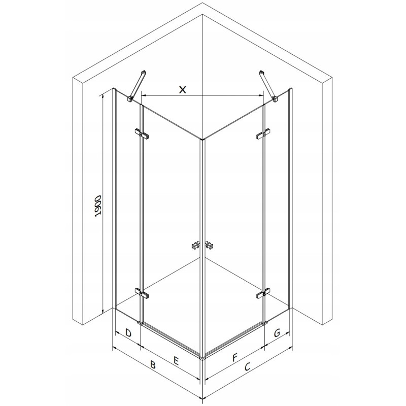 Mexen Roma Duo cabine de douche pivotante 90 x 80 cm, transparent, chrome + receveur Flat - 854-090-080-01-02-4010