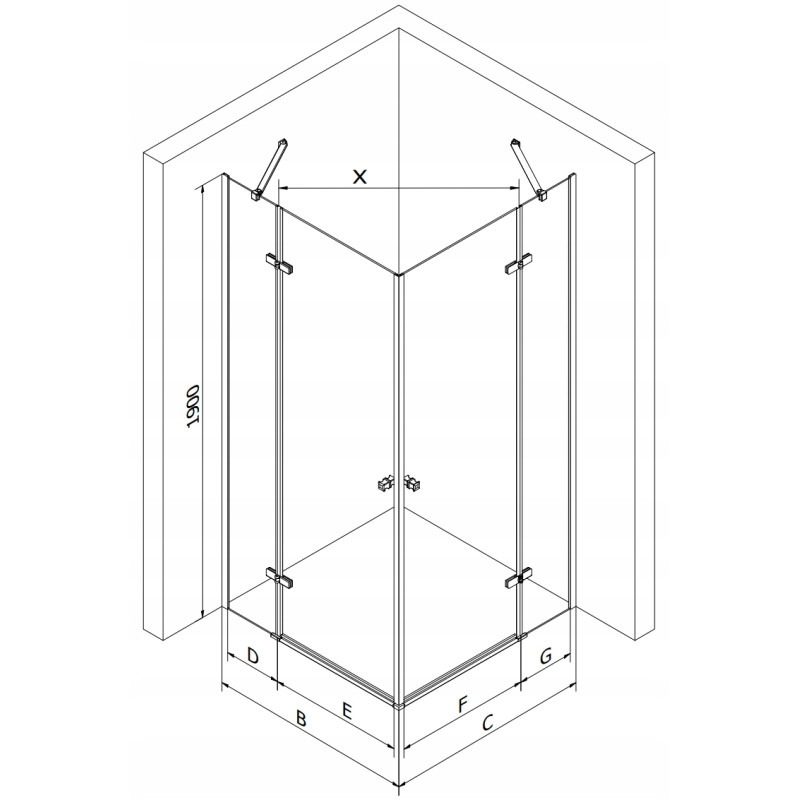 Mexen Roma Duo cabine de douche pivotante 100 x 100 cm, transparent, chrome + receveur plat - 854-100-100-01-02-4010