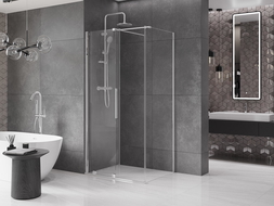 Mexen Velar cabine de douche coulissante 90 x 75 cm, transparent, chrome - 871-090-075-01-01
