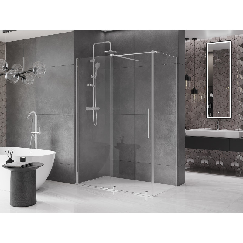 Mexen Velar cabine de douche coulissante 140 x 75 cm, transparent, chrome - 871-140-075-01-01