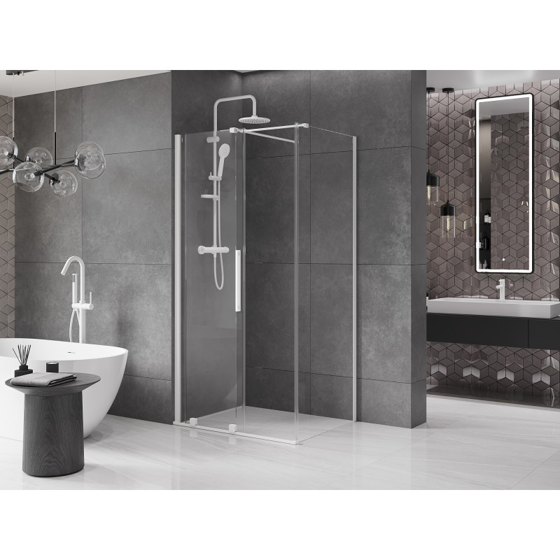 Mexen Velar cabine de douche coulissante 100 x 120 cm, transparent, blanc - 871-100-120-01-20