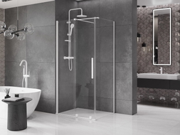 Mexen Velar cabine de douche coulissante 110 x 120 cm, transparent, blanc - 871-110-120-01-20